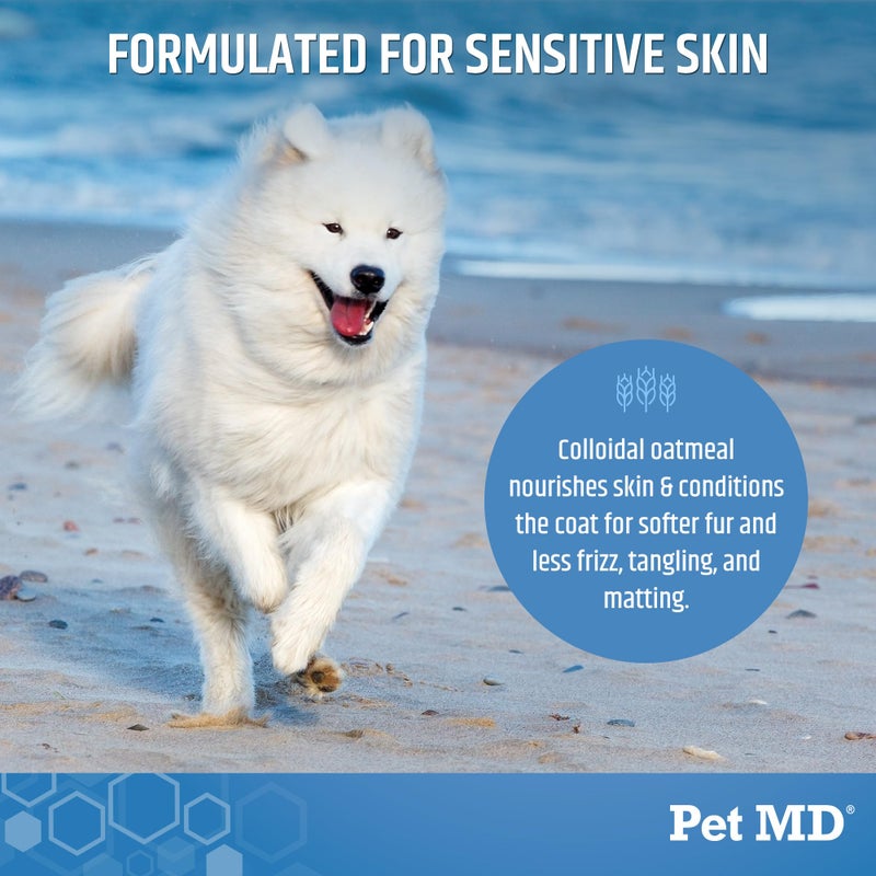 Pet MD Bright Whitening Shampoo for Dogs & Cats - Tearless Protein Enriched Shampoo w/Oatmeal for Brightening White & Light Colored Coats - Cleans, Adds Luster, & Controls Matting & Tangling - 12 oz - Image 3
